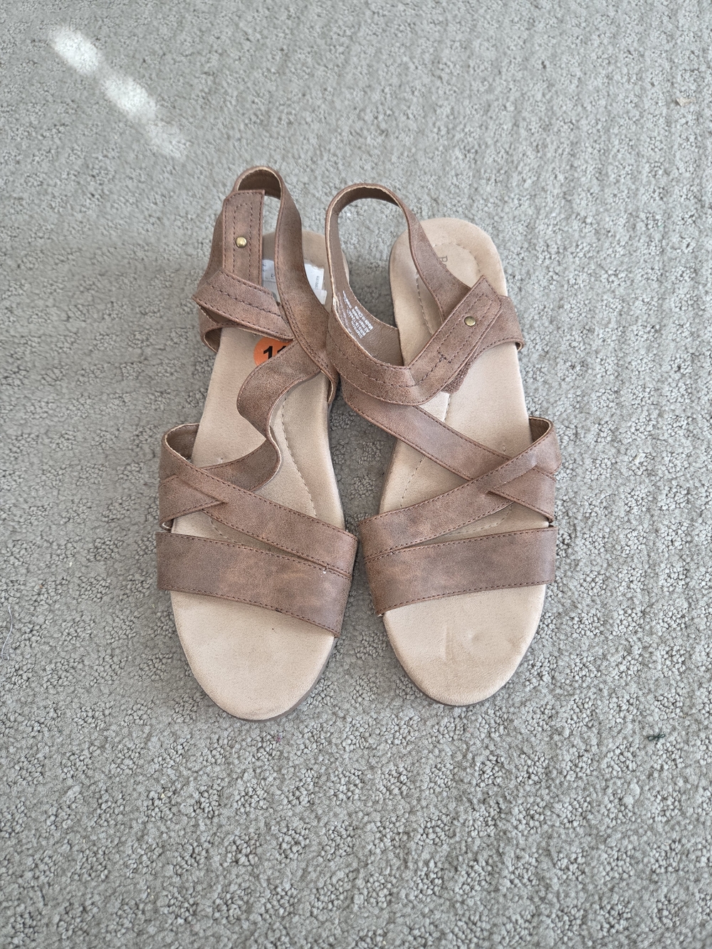 BareTraps Taupe Brown Crisscross Slingback Sandals